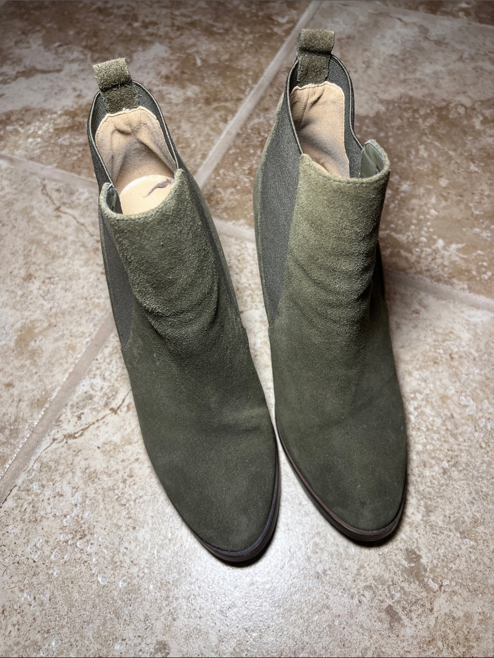 Michael Kors Olive Suede Chelsea Ankle Boots